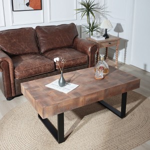 VYNXARIA Rustic Industrial Wood Coffee Table, 47.2*23.5x18" Wood Coffee Table, Handcrafted Table - 1 of 4