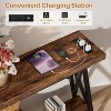 Aheaplus 71'' Console Table with Charging Station, Industrial Metal Frame Sofa Table with Storage Shelf - 4 of 4