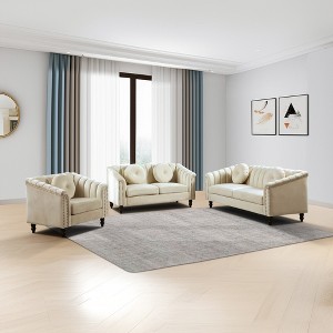 AndMakers 3-Piece Microfiber Living Room Set - 1 of 4