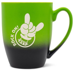 100 North Heavy Metal 10 Ounce Green and Black Two Toned Ombre, Comfortably Fits Your Hands, Ceramic Tea Coffee Cup Mug, Rock On! - 1 of 1