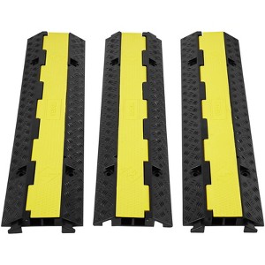 VEVOR 3 PCs Rubber Cable Protector Ramp, 2 Channel, 12000 lbs/axle Capacity Heavy Duty Hose Wire Cover Ramp Driveway, Traffic Speed Bump - 1 of 4