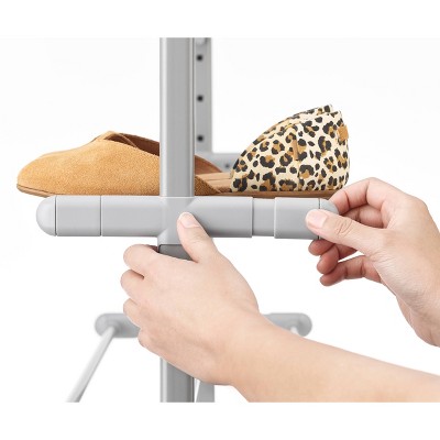 Whitmor Gray 4-Tier Adjustable Metal and Plastic Shoe Rack