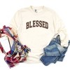 Simply Sage Market Women's Blessed Varsity Long Sleeve Garment Dyed Tee - 3 of 4