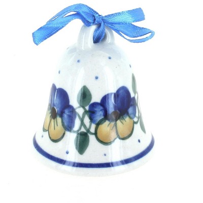 Blue Rose Polish Pottery Pansies Bell