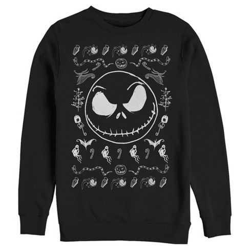 Men s The Nightmare Before Christmas Halloween Jack Skellington Sweater Print Sweatshirt Black 2X Large