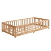 CAVINAS Kids Toddler Bed with Door,Full/Twin/Queen Size Floor Bed with Fence,Montessori Bed for Bedroom Playroom,Brown/White/Gray - 2 of 4