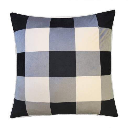 Oversized Blocked Woven Square Throw Pillow Black - Threshold