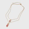 Bella Uno Bellissima 14K Gold Dipped Poppy Pendant Necklace Set 2pc - Pink/Gold - 3 of 4