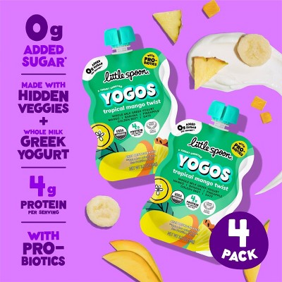 Little Spoon YoGos Mango Organic Whole Milk Kids’ Greek Yogurt Pouches – 14oz/4ct