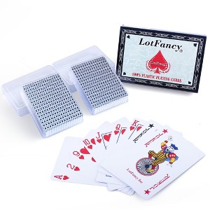 LotFancy Plastic Playing Cards, Waterproof - 2 Decks of Cards with Plastic Cases, Poker Size Standard Index - 1 of 4