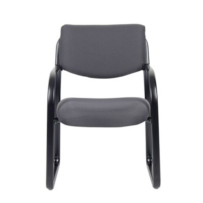 Elegant Gray Fabric Guest Chair with Metal Wood Frame
