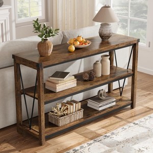 Farmhouse Entryway Table,3 Tier Wood Console Table for Living Room, Farmhouse Sofa Tables Behind Couch, Hallway Table for Foyer - 1 of 4