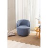 Light Blue Teddy Fabric Swivel Armchair Bucket Chair with Black Powder Coating - 2 of 4