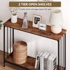 Narrow Console Table, 2-Tier Entryway Console Sofa Table Behind The Couch, Narrow Entryway Table with Glass Shelf and Metal Frame - 4 of 4