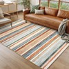 Machine Washable Indoor Modern Geometric Area Rugs with Stripped Lines, Soft Non Slip Floor Carpet for Home Office - 2 of 4