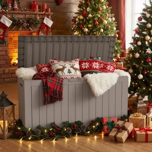 NAYSAYE Deck Box, 75 Gal Outdoor Storage Deck Box, Small Patio Storage Bin for Garden Tools, 46.06"*21.06"*21.65" - 1 of 4