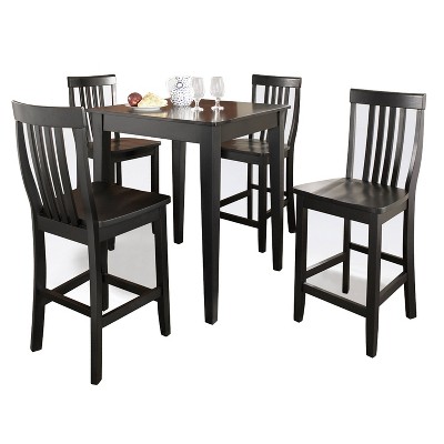 Classic 5-Piece Black Pub Dining Set with Counter Height Stools