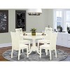HomeStock 5-Piece Round Linen White Finish Solid Wood Top Dining table with 4 Chairs - 2 of 4