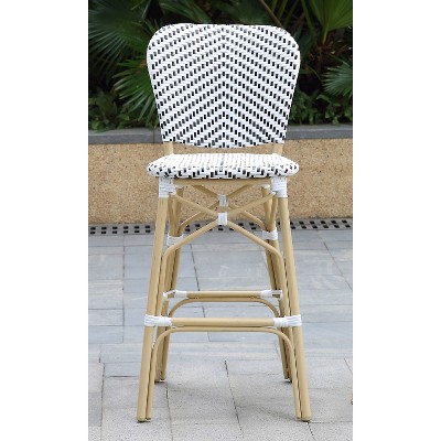 Aster 2pk Wicker Patio Bar Height Chairs: Chevron Weave, Weather ...