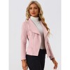Allegra K Women's Faux Suede Lapel Draped Outwear Open Front Jacket - 3 of 4