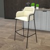 LeisureMod 40" Bar Stool Upholstered Pub Chair with Powder-Coated Stainless Steel Base with Armrest and Footrest Axis Series - image 2 of 4