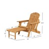 YUHAO Folding Adirondack Chair with Retractable Ottoman - Pre-Assembled for Patio Garden Backyard Porch Pool Deck，Solid Wood，Light Brown - 4 of 4