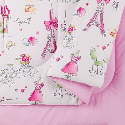 Pretty in Paris Pink Microfiber Twin Comforter Set