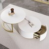 TIRAMISUBEST Modern Round Nesting Coffee Table Fluted with Storage Drawer, Center Table Cocktail Table with Storage for Living Room - 3 of 4