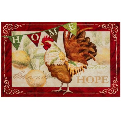 Olivia’s Home Early Riser Rooster Doormat – 22" x 32" – Indoor Accent Mat with Farmhouse Charm