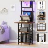 HDZNVF Record Player Stand With Extended Desktop,Large Record Player Table With Vinyl Storage,Turntable Stand，Brown - 4 of 4