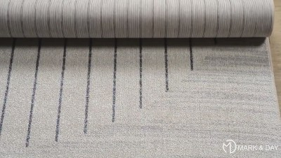 Elk Falls Blue and Beige Stripe Washable Synthetic Area Rug 2'3" x 3'9"