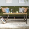 FONTOI End Table Mid Century Modern Regal Coffee Table with Side Shelf for Living Room Lounge and Entertainment Spaces, Natural, 19.7"*40"*17.6" - 3 of 4