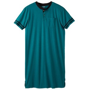 KingSize Men's Big & Tall Short-Sleeve Jersey Henley Nightshirt - 1 of 4
