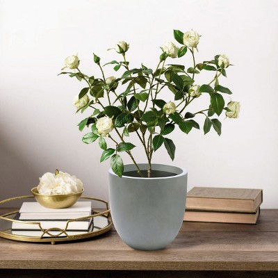 9.2" Gray Magnesium Oxide Round Tapered Planter