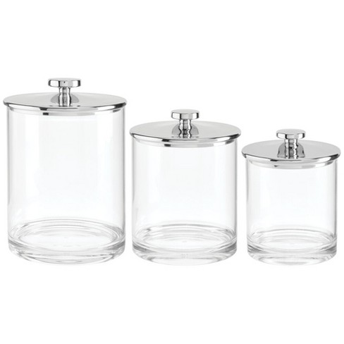 Mdesign Plastic Apothecary Canister Jar Organizer - Set Of 3 - Clear ...