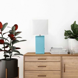 Modern Leather Table Lamp with USB and Fabric Shade - Elegant Designs - 1 of 4