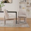 Set of 2 Dining Chairs Upholstered Dinner Chairs Armless Chairs Accent Chairs with Padded Seat & Curved Back, Chenille - Modernluxe - 3 of 4