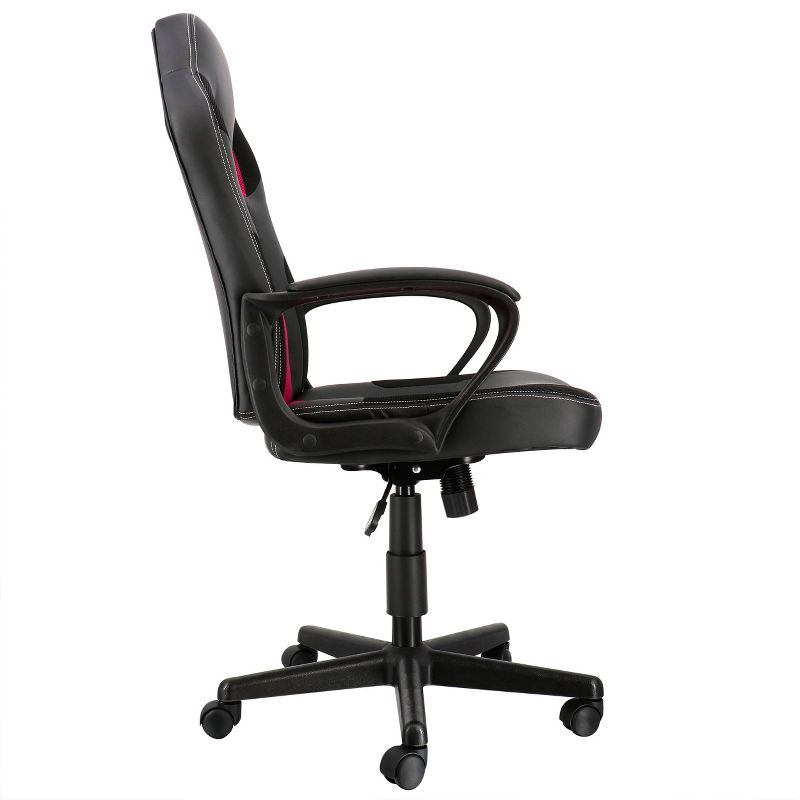 Elama High Back Adjustable Faux Leather and Mesh Office Chair in Black and Burgundy, 2 of 7