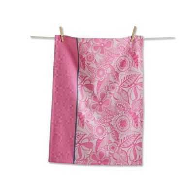Tag Jacqura Elodie Jacquard Tea Towel - Pink Kitchen Towels, Everyday Dish Towels, Machine Wash & Dry, 28" x 20"