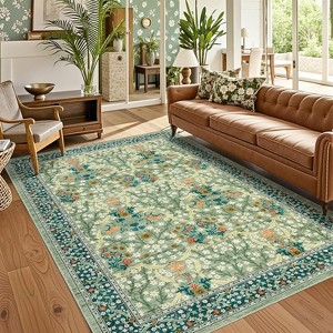 TackView Washable Kitchen Runner Rug, Floral 2x6 Rug for Hallway Non Slip Stain Resistant, Ultra-Thin Boho Soft Hallway Rug - 1 of 4