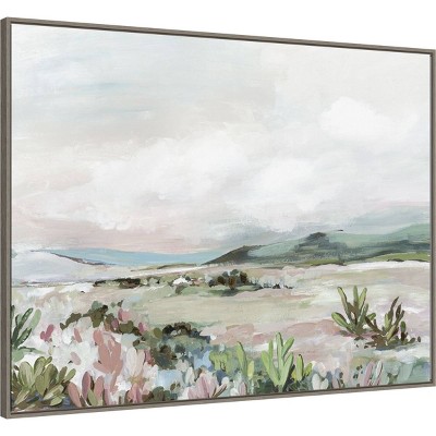Large Serene Desert Landscape Canvas Print with Polystyrene Frame