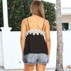 Anna-Kaci Women's Lace Floral Trim Camisole Top for Casual Looks - Medium ,Black - 3 of 4