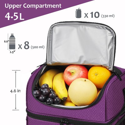 Purple Double Compartment Insulated Lunch Bag for Adults