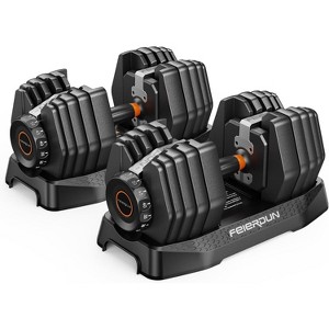 FEIERDUN 15-in-1 Adjustable Dumbbell Set with Storage Box, 52.5 lb Quick-Adjust Free Weight - 1 of 4