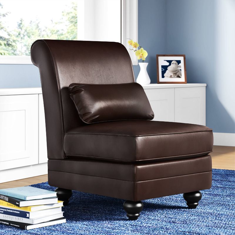 Copenhagen Bonded Leather Slipper Chair Chestnut Brown - Serta, 1 of 12