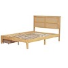 CAVINAS Full Size Bed Modern Wooden Bed Frame with 2 Storage Drawers and Rattan Headboard for Bedroom - 3 of 4
