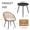 3 Piece Modern Outdoor Patio Bistro Set,Metal Patio Tea Table Set,Outdoor Garden Round Coffee Table and 2 Swivel Rattan Chairs Set-Coolbibila - 4 of 4