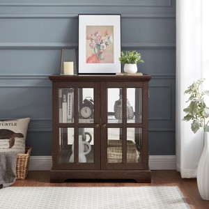 NicBex Bookcases for Living Room 4-tier 31.5" W Glass Display Cabinet Storage Bookcase Collectors Showcase with Flip-up Glass Doors for Office - 1 of 4