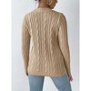 Coolmee Women's Cable Cropped Sweater Long Sleeve Crewneck Pullover Knit Jumper Top - 3 of 4