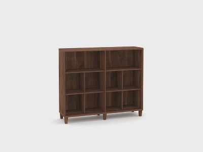 Grand Walnut Cubby Storage Bookcase for Kids' Toys